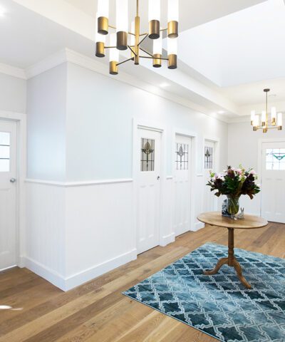 Photo of house entry with large skylight