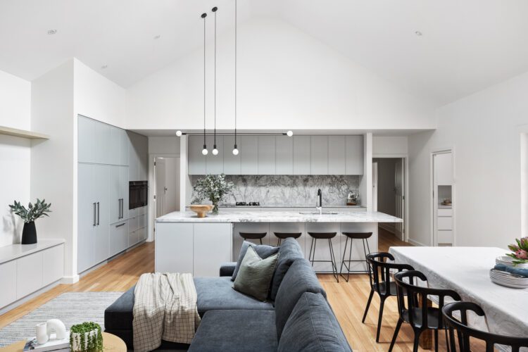 High-end First Floor Addition and Ground Floor Makeover in Elsternwick - Kitchen and Family