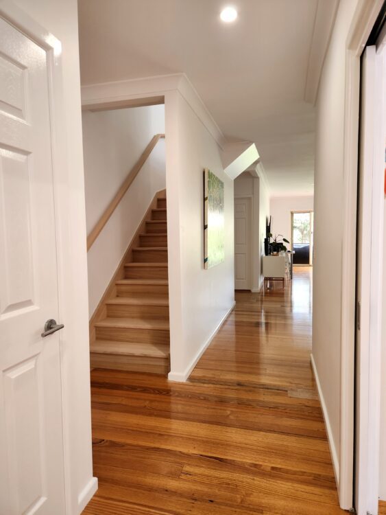 Stylish First Floor Parents Retreat & Existing Home Renovation in Box Hill Front Hall way and Stairs